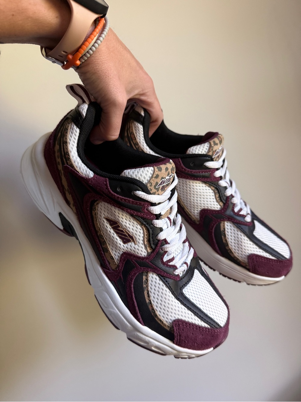 Avia sneakers - maroon and leopard print